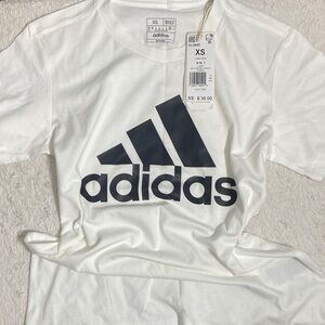 Adidas White and Black Logo Tee NWT